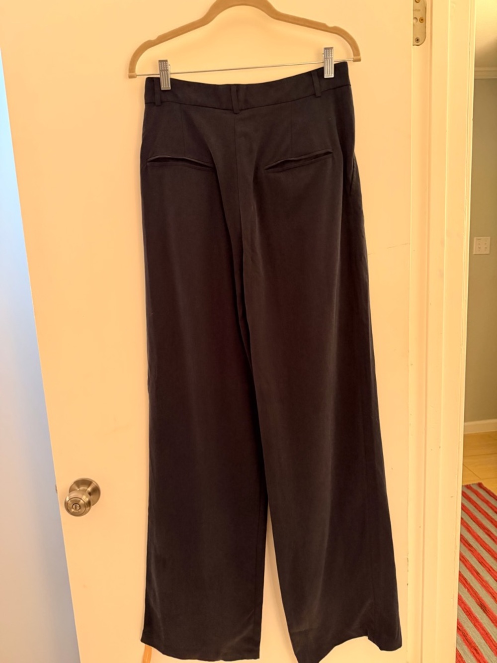 NWT- Reformation Mason Navy Wide-Leg Pleated Trousers - Picture 2 of 5
